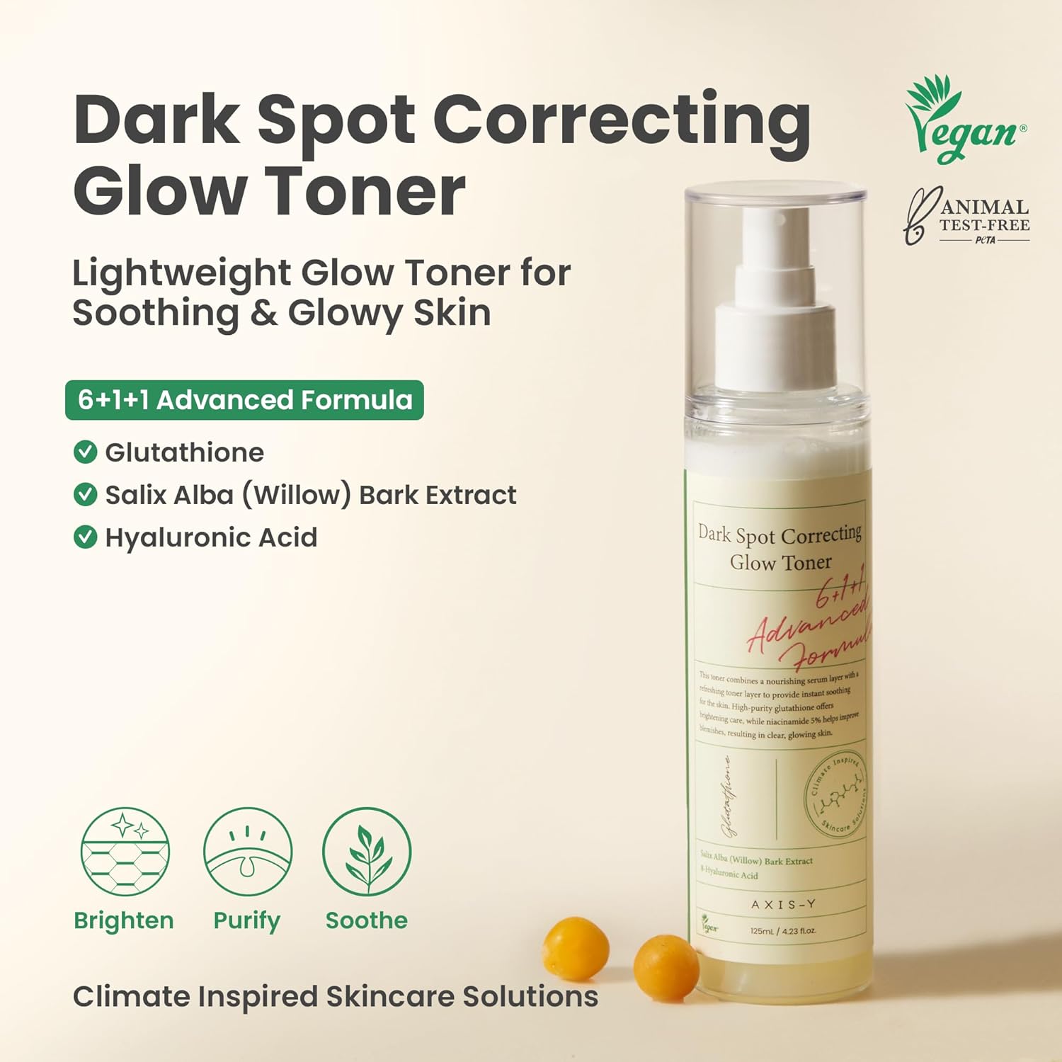 AXIS-Y Glow Toner Against Pigment Spots 125 ml - Brightening & Hydrating with 5% Niacinamide & Hyaluronic Acid - Vegan Korean Skin Care Face Toner