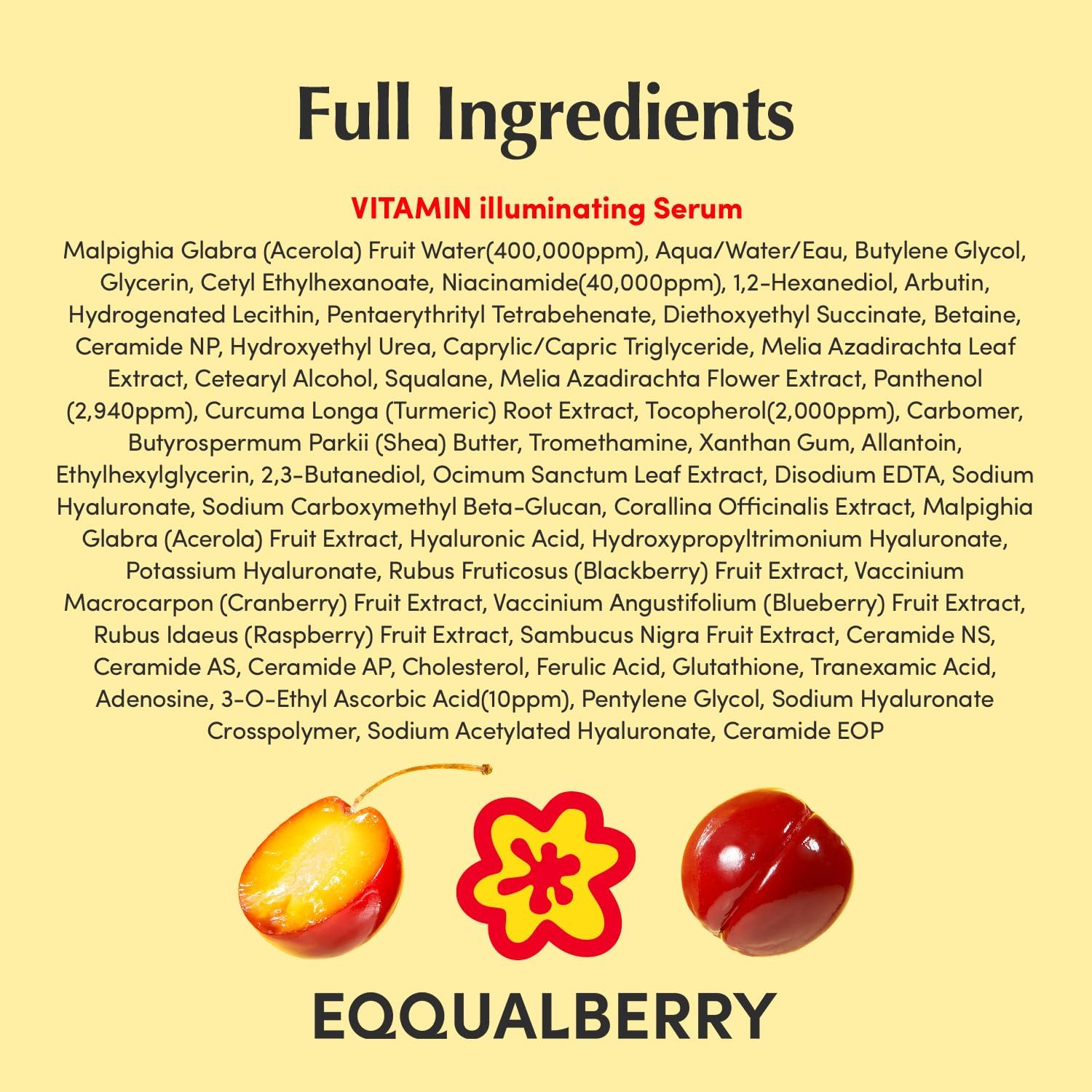 EQQUALBERRY Vitamin Illuminating Serum 30 ml – Vitamin C & Niacinamide Face Serum with Arbutin, Ceramides & Hyaluronic Acid, Hydrating Radiance-Support