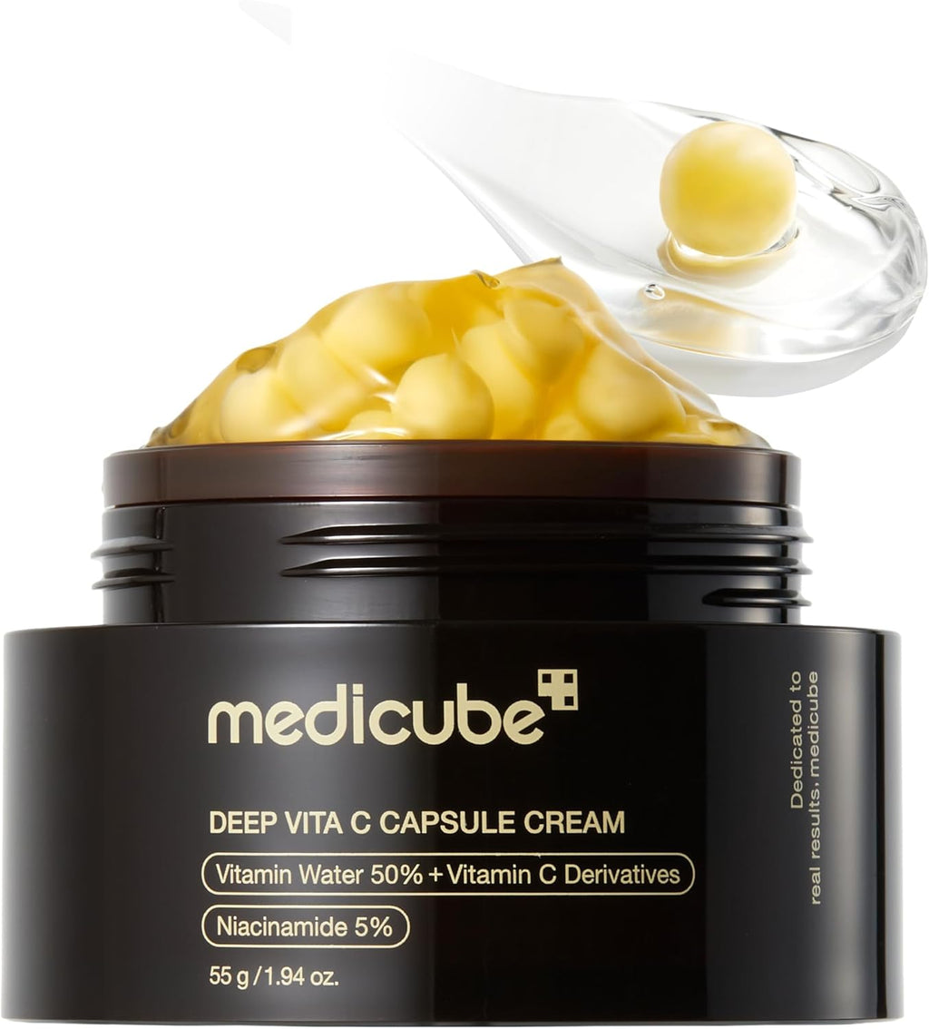 Medicube Capsule Cream with Deep Vitamin C | Liposome Vitamin C Golden Capsule for Uneven & Dull Skin | Radiance & Firm-Looking Skin | Hydrating Glow Gel Texture | Korean Skincare, 1.94 oz