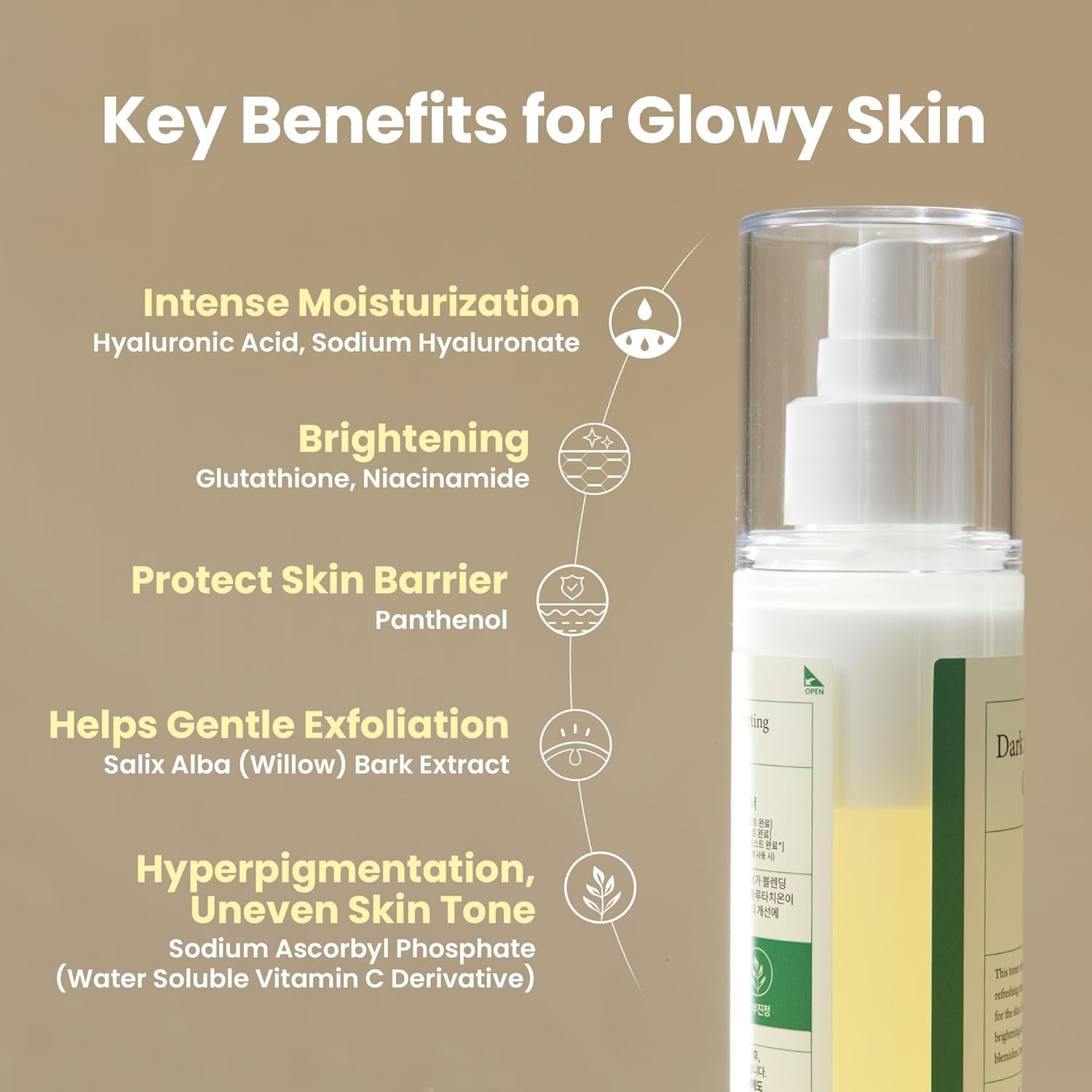 AXIS-Y Glow Toner Against Pigment Spots 125 ml - Brightening & Hydrating with 5% Niacinamide & Hyaluronic Acid - Vegan Korean Skin Care Face Toner