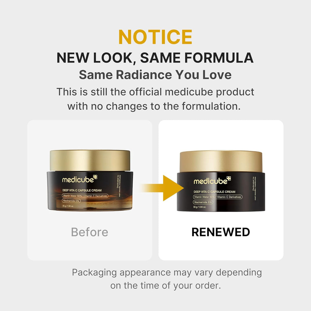 Medicube Capsule Cream with Deep Vitamin C | Liposome Vitamin C Golden Capsule for Uneven & Dull Skin | Radiance & Firm-Looking Skin | Hydrating Glow Gel Texture | Korean Skincare, 1.94 oz